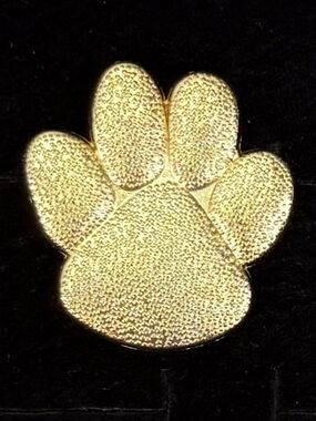 Vintage Crown Goldtone Paw Print Lapel Pin Brooch Dog Cat Pet